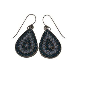 Vintage Tommassini Blue Crystal Teardrop French Wire Earrings